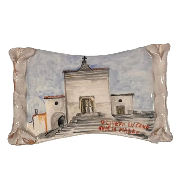 Magnete a forma di pergamena con scorcio Chiesa Maria SS. Delle Grazie di Oliveto Lucano