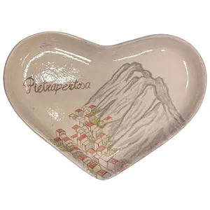 Vassoio grande a forma di cuore raffigurante uno scorcio di Pietrapertosa