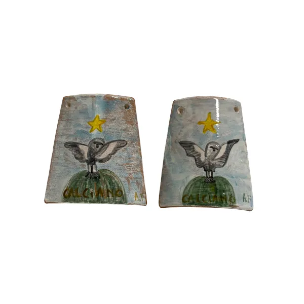 Tegola in ceramica "Calciano" con civetta e stella